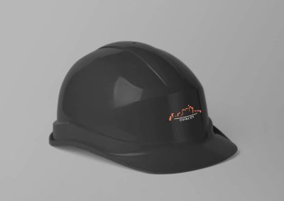 Шаблон строительной визитки оранжево-черный с логотипом